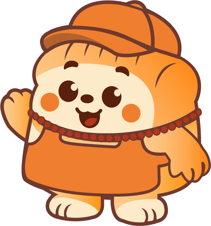 Fluffi mascot waving